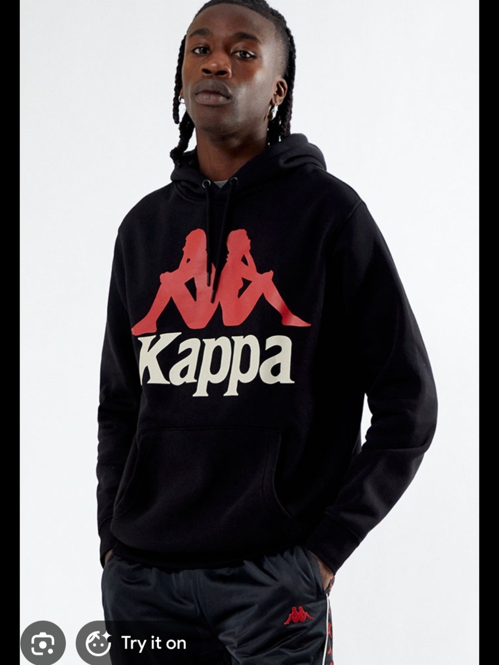 Kappa Black Hoodie with Red Logo and White Script